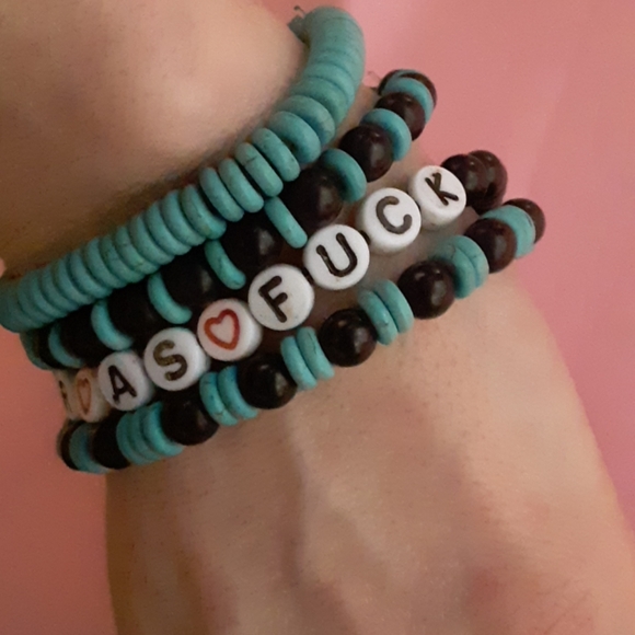Teal Sober AF Bracelet Set - Picture 3 of 4